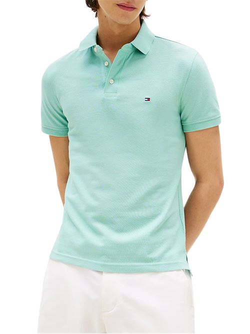 Polo uomo verde acqua in cotone Tommy Hilfiger | MW0MW17771C00